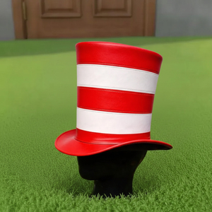 Chapeau haut de forme en cuir fait main de qualité supérieure, rayé rouge et blanc, pour festival ou costume, chapeau de déguisement spectaculaire - Product Image 3