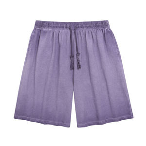 Custom Logo Men's Casual Summer Trend Breathable <b>Elastic</b> Waist 290 Washed 100% Cotton Solid Shorts - Product Image 5