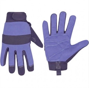 Purple Camo Work <b>Gloves</b> With Textured Fingertips Anti-Slip Elastic Wristband Polyester Material General Purpose Safety <b>Gloves</b> - Product Image 4