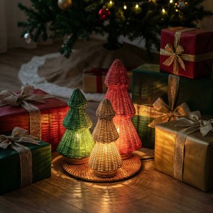 Meilleur prix Lampe de table en rotin pour arbre de Noël, lumières décoratives de fêtes, éclairage de Noël écologique fait main, fournisseur OEM en gros - Product Image 6