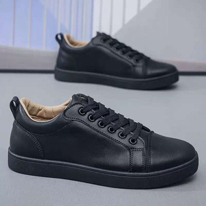 White P.U Leather Sneakers Unisex Spring Casual <b>Walking</b> Shoes Lightweight EVA Midsole Rubber Outsole - Product Image 2