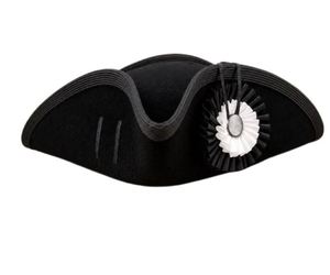 Chapeau Bicorne en Laine Noire, Casquette d'Amaraud Français Napoléonienne, Chapeau de Costume Historique pour Cosplay, Reproduction de Chapeaux Bicorne en Laine Noire - Product Image 3