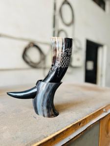 High Quality Durable Handmade Love Style Viking Buffalo Horn Drinking Horn Stand Customizable Logo for Business Gift Low Price - Product Image 2