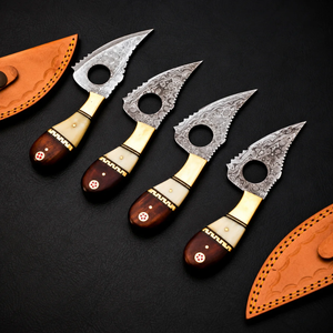 Cuchillo de Caza de Acero de Damasco Hecho a Mano con Mango de Madera, Hoja Fija, Cuchillo para Acampar al Aire Libre, Fabricante OEM Personalizado - Product Image 6