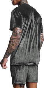 Ensemble deux pièces élégant en velours pour homme, collection été 2026, style hip-hop, couleur unie, survêtement de sport respirant RABUSH - Product Image 2