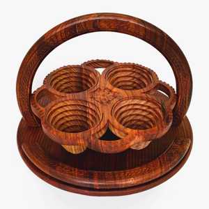 Affordable Handmade Wooden Snack Serving <b>Tray</b> with Multiple Compartments for Nuts, Dry Fruits, Sweets and Party Snacks - Product Image 3