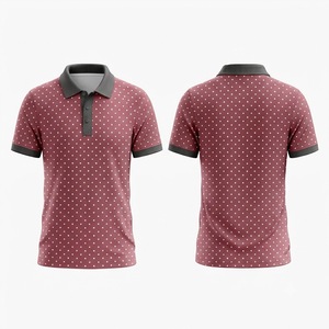 เสื้อโปโลผู้ชายสีแดงเบอร์กันดีลายจุด แขนสั้น สไตล์ลำลอง ผ้าถัก ทรงปกติ พิมพ์ลาย - Product Image 1