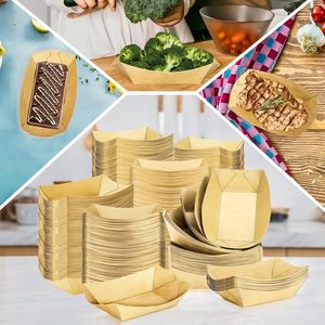 Contenedores de Papel Resistentes para Servir Bocadillos y Guarniciones, 6x10 Pulgadas, Bandejas de Papel para Alimentos en Forma de Barco, para Galletas y Comidas Rápidas - Product Image 3