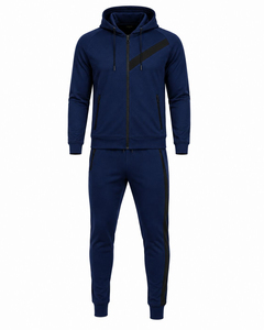 Conjunto Deportivo Ligero Unisex Azul Sólido con Capucha y Estampado 2 en 1, Pantalones Cargo con Cierre de Cordón y Manga Larga, Ropa Casual de Otoño - Product Image 6