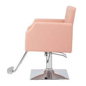 Poltrona da Barbiere in Pelle PVC e Lega di Alluminio, 150kg, con Pompa Idraulica Alta, Base Quadrata Rosa, Pedale Tipo Rivetto - Product Image 4