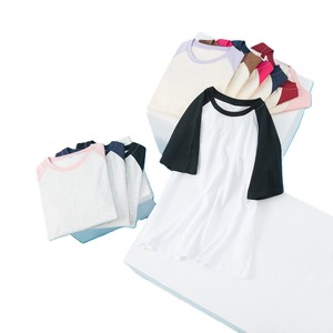 Camiseta de Manga Raglán para Hombre, 100% Algodón, Cuello Redondo, Corte Regular, Color Sólido, Estilo Casual, Tejido de Punto, Ribete en Contraste - Product Image 3