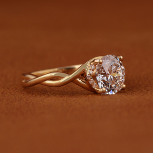 Round Cut Lab Grown Diamond Engagement Ring 14KT <b>Solid</b> Yellow Gold IGI Certified 2.00 CT Split Shank Solitaire Wedding Ring - Product Image 2