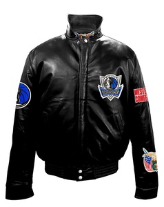 Veste Dallas Mavericks en cuir pleine fleur style Old English noire - Product Image 1