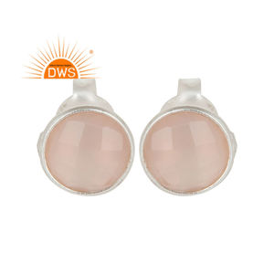 Aretes de Plata 925 con Calcedonia Rosa, Diseño Clásico, Fabricante de Joyería con Piedras Preciosas - Product Image 4