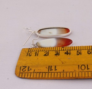 925 <b>Sterling</b> <b>Silver</b> Red and White Banded Agate <b>Earrings</b> Natural Gemstone Long Oval <b>Dangle</b> <b>Earrings</b> Handmade Jewelry Wholesaler - Product Image 6