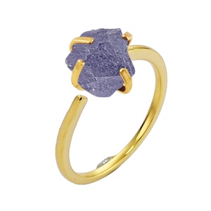 Adjustable Raw Tanzanite 8-10MM Birthstone <b>Ring</b> – Handmade Natural Gemstone Jewelry Wholesale - Product Image 1