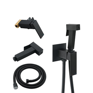 <span class=keywords><strong>Kit</strong></span> <span class=keywords><strong>de</strong></span> pulvérisation bidet chaud/froid noir mat avec mitigeur en laiton, ensemble shattaf portable en acier inoxydable haute pression pour toilettes - Product Image 1