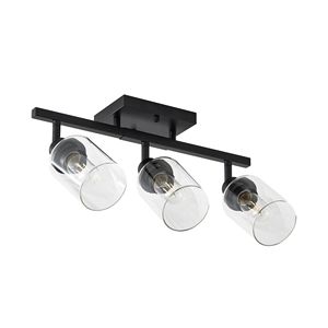 Plafoniera a 3 Luci Semi-Incasso Orientabile per Cucina con Paralumi in Vetro Trasparente e Bracci Girevoli - Product Image 1