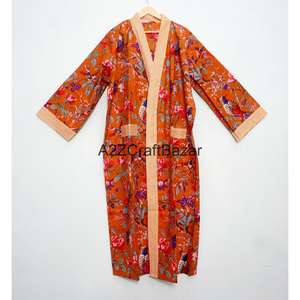 Robe kimono en coton à motif floral, élégante, tendance, douce, décontractée, colorée, avec ceinture ajustable, été/hiver, dernier design - Product Image 1