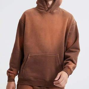 Sweat à capuche épais pour homme, effet vieilli, délavé vintage, coupe oversize, couleur pierre, hiver, vierge, vente en gros - Product Image 6