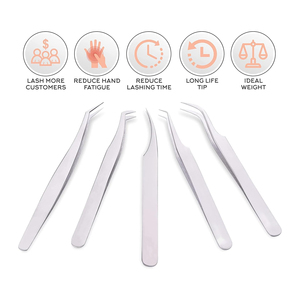 Pinces à extensions de cils en acier inoxydable avec embouts en caoutchouc pour une préhension parfaite, durables et dotées d'embouts en fibre - Product Image 6