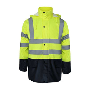 Chaqueta de Seguridad Reflectante de Alta Visibilidad para Hombre, Ropa de Trabajo Impermeable con Capucha, Cuello Alto, Manga Larga, Material de Poliéster - Product Image 5