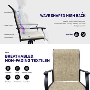 Ensemble de 2 chaises de salle à manger pivotantes en textilène respirant, meubles de patio pour l'extérieur, pour la véranda, la cour, la terrasse, la pelouse - Product Image 5