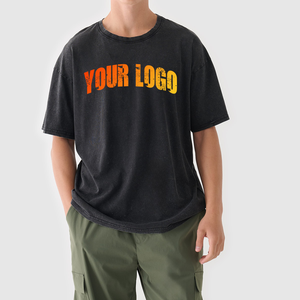 เสื้อยืดโอเวอร์ไซส์สีดำสำหรับผู้ชาย แขนปกติ คอกลม ผ้าฝ้ายเจอร์ซีย์ 100% แบบเรียบง่าย เป็นมิตรกับสิ่งแวดล้อม สไตล์ลำลอง - Product Image 4