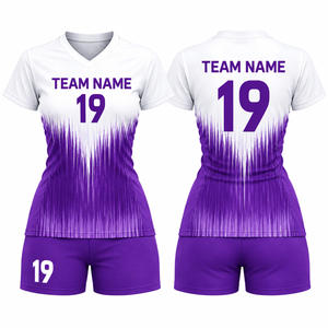 ชุดวอลเลย์บอลหญิงคุณภาพสูงแบบ OEM สั่งทำพิเศษ พิมพ์ลายแบบ Sublimation แห้งเร็ว ระบายอากาศดี คอวี แขนกุด สำหรับเล่นกีฬา - Product Image 3