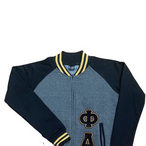 Dark <b>Grey</b> Alpha Phi Alpha Varsity <b>Fleece</b> <b>jacket</b> chenille Greek letter embroidery black and gold trim - Product Image 5