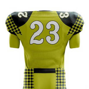Ensemble de maillots de football américain personnalisés sublimés unisexe ajustés à manches courtes 100 % polyester motif à carreaux verts anti-humidité - Product Image 4