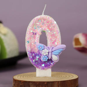 Purple Glitter Number <b>Candles</b> 0-9 Set with Butterfly Flowers for Birthday Cake Creative Decorative <b>Toppers</b> - Product Image 4