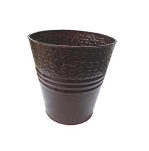 Embossed Flower Galvanized Steel Vase Tall Metal Bucket with Handles Rustic French Country Flower Pot Garden Planter <b>Bin</b> - Product Image 2