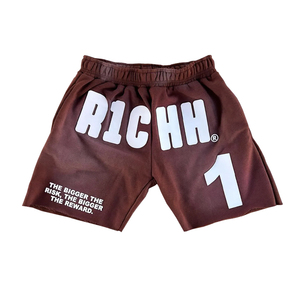Men's Polyester/Cotton <b>Fleece</b> Mid Waist <b>Shorts</b>-Quick Dry Breathable Eco-Friendly 240g Silk Screen Front Logo Knitted Drawstring - Product Image 1