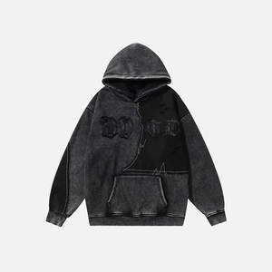 Sudadera con capucha de color sólido y cremallera completa, estilo nuevo, con efecto desgastado, la más vendida, recién llegada. - Product Image 1