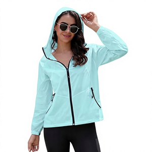 Hooded Windbreaker Jacket Zipper Closure Casual Winter Knitted Quick Dry Nylon Outerwear Unisex Loose Fit - Product Image 2