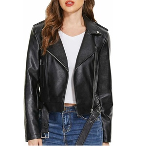 Chaqueta y Abrigo de Cuero Genuino para Mujer, Venta al por Mayor, Chaqueta de Traje Corta de Moda Otoño-Invierno, Color Sólido - Product Image 1