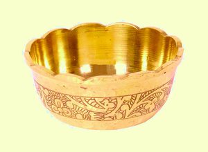 brass pooja thali small <b>8</b> inch decorative plate religious temple rituals traditional indian metal utensil engraved floral des - Product Image 4