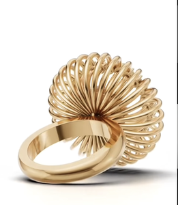 Bague de cocktail en or 10 carats pour femme, motif fleur, sertie de diamants ronds, style glamour, bague de fiançailles - Product Image 3