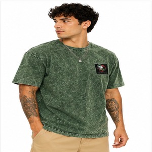 เสื้อยืดผู้ชายคอโอ ทรงสตรีทแวร์ ผ้าฝ้ายถัก 100% สไตล์วินเทจ ซักย้อมสีแบบแอซิดวอช  ป้องกันรอยยับ เป็นมิตรต่อสิ่งแวดล้อม ระบายอากาศได้ดี - Product Image 6