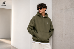 X Sports City – Nouveaux sweats à capuche en molleton pour homme, 100 % personnalisables, coupe oversize à épaules tombantes, avec œillets métalliques ajustables, poche kangourou et poignets côtelés - Product Image 3