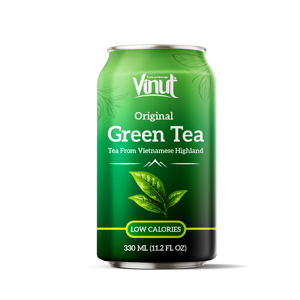 Green Tea Drink, Aluminum Can 330ml, No Added Sugar, VINUT Brand For Wholesale, Beverage Distributor, Refreshing - Product Image 1