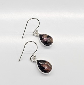 Handmade 925 Sterling <b>Silver</b> Rhodonite Teardrop Drop <b>Earrings</b> Minimalist <b>Dangle</b> Jewelry for Women Daily & Any Occasion Wear - Product Image 5