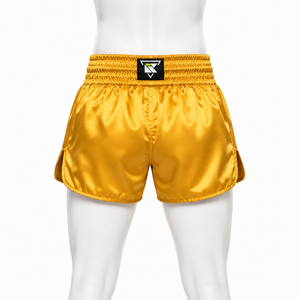 Golden Muay Thai Boxing <b>Shorts</b> Men's Satin <b>Kickboxing</b> Training Fight Wear Breathable Front Logo Adult Muay Thai <b>Shorts</b> - Product Image 5