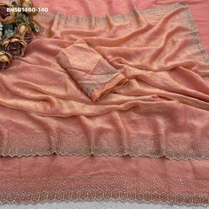 Elegant Look Space Silk with Zarkan-work <b>Saree</b>-<b>Blouse</b> Collection Supplier from Surat Woman Fashion Exporter At Wholesale Rate - Product Image 3