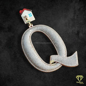Collar con colgante de letra 'Q' con incrustaciones de diamantes de moissanita, chapado en oro, estilo rapero, joyería brillante para hombres y mujeres - Product Image 5