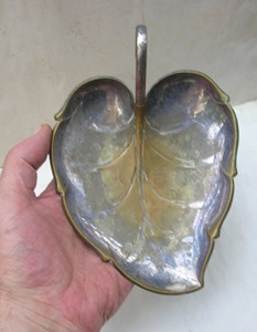 Silver Leaf Shape Embossed Metal <b>Tray</b> With Floral Design Decorative Serving Plate Suitable For <b>Snacks</b> Dry Fruits And Table Decor - Product Image 3