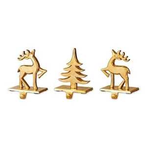 Metal <b>Christmas</b> Tree <b>Stocking</b> Holder Gold Decorative Hooks for Holiday Display - Product Image 2