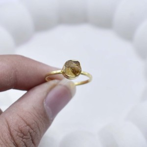 Citrine Gemstone Adjustable <b>Ring</b> Gold Plated Handmade Natural Rough Stone November Birthstone Boho Jewelry Gift for Women - Product Image 6