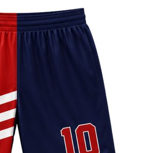 Shorts de basketball pour hommes, bleu marine et rouge, sublimés, séchage rapide, vêtements de sport d'équipe, confortables pour l'entraînement et les matchs - Product Image 4